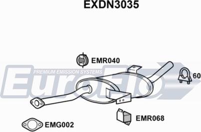 EuroFlo EXDN3035 - Середній глушник вихлопних газів autocars.com.ua