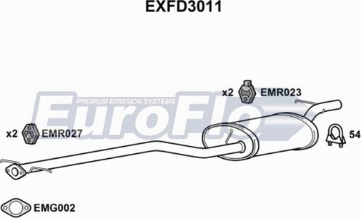 EuroFlo EXFD3011 - Середній глушник вихлопних газів autocars.com.ua