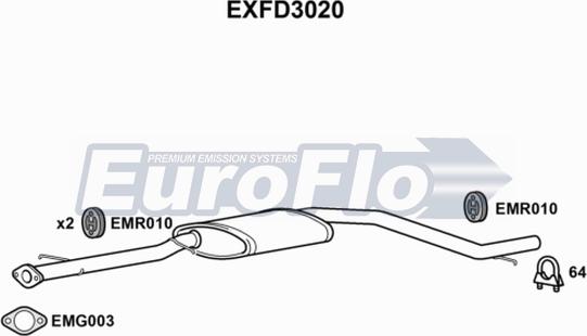 EuroFlo EXFD3020 - Середній глушник вихлопних газів autocars.com.ua