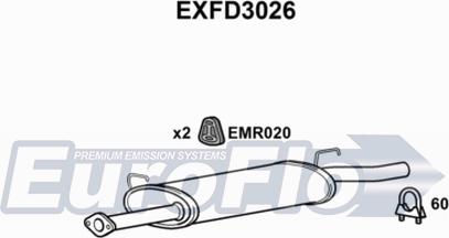 EuroFlo EXFD3026 - Середній глушник вихлопних газів autocars.com.ua