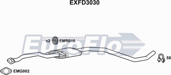 EuroFlo EXFD3030 - Середній глушник вихлопних газів autocars.com.ua