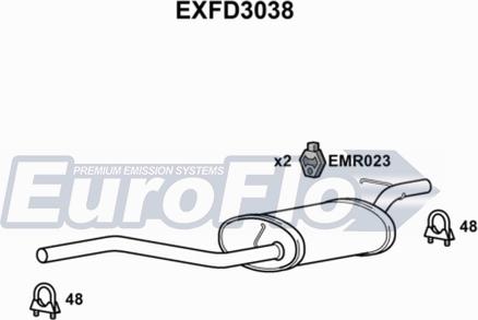 EuroFlo EXFD3038 - Середній глушник вихлопних газів autocars.com.ua