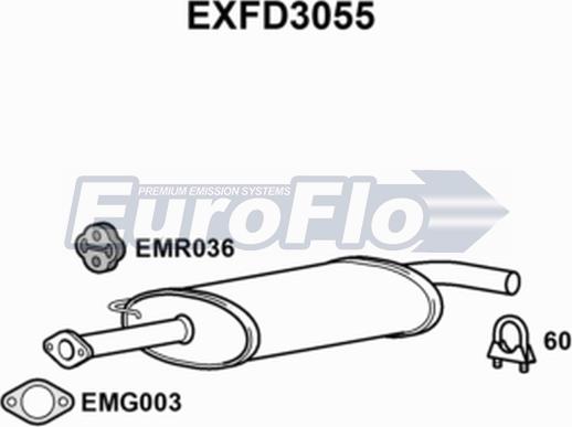 EuroFlo EXFD3055 - Середній глушник вихлопних газів autocars.com.ua