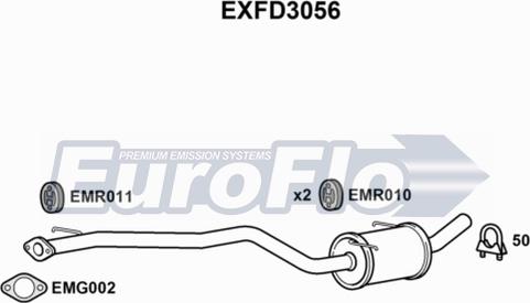 EuroFlo EXFD3056 - Середній глушник вихлопних газів autocars.com.ua