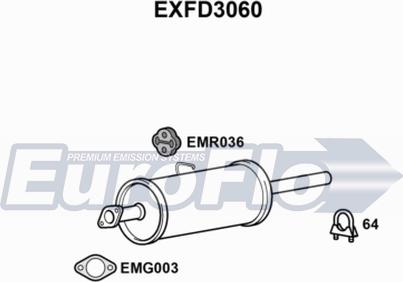 EuroFlo EXFD3060 - Середній глушник вихлопних газів autocars.com.ua