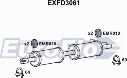 EuroFlo EXFD3061 - Середній глушник вихлопних газів autocars.com.ua