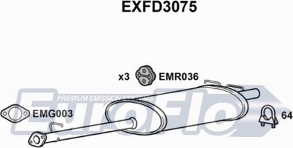 EuroFlo EXFD3075 - Середній глушник вихлопних газів autocars.com.ua