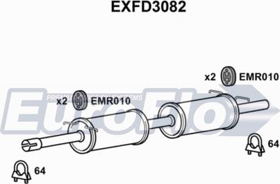 EuroFlo EXFD3082 - Середній глушник вихлопних газів autocars.com.ua