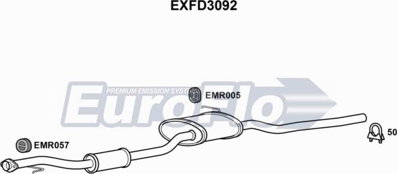 EuroFlo EXFD3092 - Середній глушник вихлопних газів autocars.com.ua