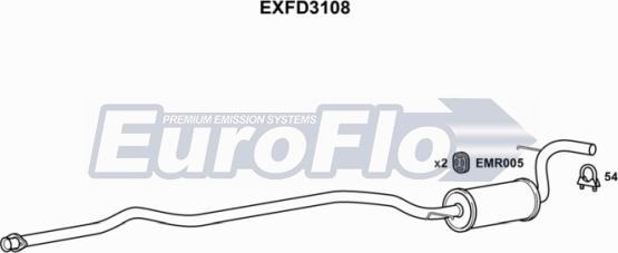 EuroFlo EXFD3108 - Середній глушник вихлопних газів autocars.com.ua