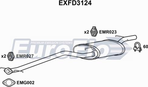 EuroFlo EXFD3124 - Середній глушник вихлопних газів autocars.com.ua
