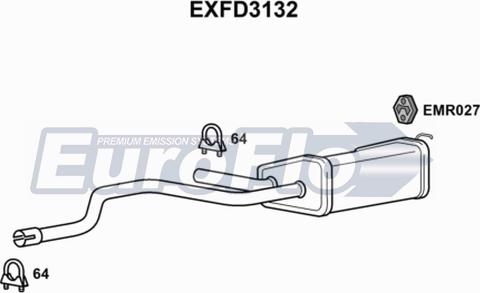 EuroFlo EXFD3132 - Середній глушник вихлопних газів autocars.com.ua