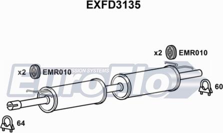 EuroFlo EXFD3135 - Середній глушник вихлопних газів autocars.com.ua