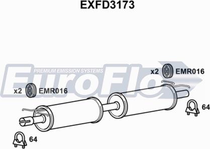 EuroFlo EXFD3173 - Середній глушник вихлопних газів autocars.com.ua