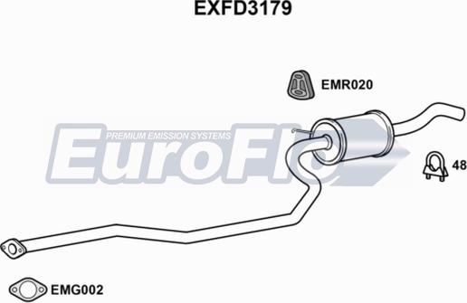 EuroFlo EXFD3179 - Середній глушник вихлопних газів autocars.com.ua