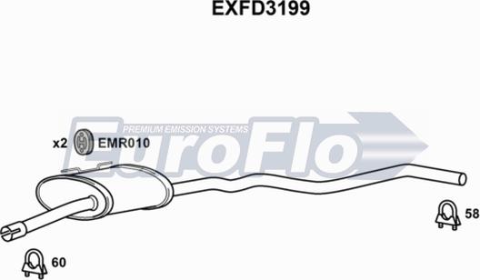 EuroFlo EXFD3199 - Середній глушник вихлопних газів autocars.com.ua