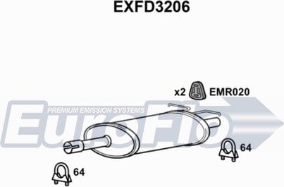 EuroFlo EXFD3206 - Середній глушник вихлопних газів autocars.com.ua