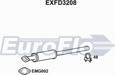 EuroFlo EXFD3208 - Середній глушник вихлопних газів autocars.com.ua