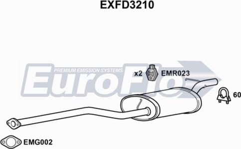 EuroFlo EXFD3210 - Середній глушник вихлопних газів autocars.com.ua