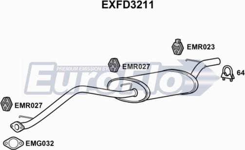 EuroFlo EXFD3211 - Середній глушник вихлопних газів autocars.com.ua