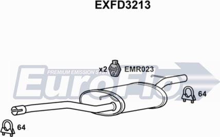 EuroFlo EXFD3213 - Середній глушник вихлопних газів autocars.com.ua