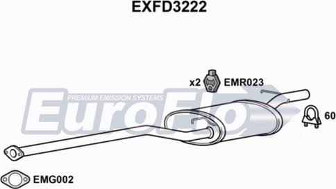 EuroFlo EXFD3222 - Середній глушник вихлопних газів autocars.com.ua