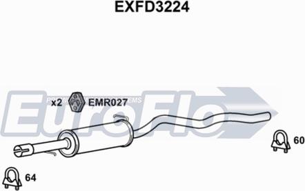 EuroFlo EXFD3224 - Середній глушник вихлопних газів autocars.com.ua