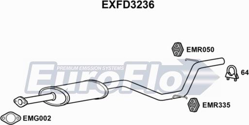 EuroFlo EXFD3236 - Середній глушник вихлопних газів autocars.com.ua