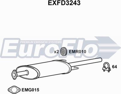 EuroFlo EXFD3243 - Середній глушник вихлопних газів autocars.com.ua