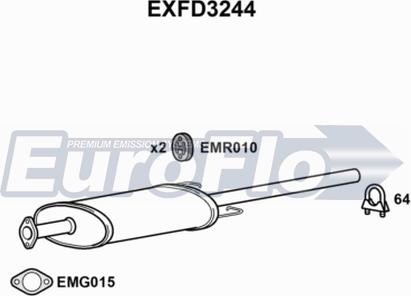 EuroFlo EXFD3244 - Середній глушник вихлопних газів autocars.com.ua