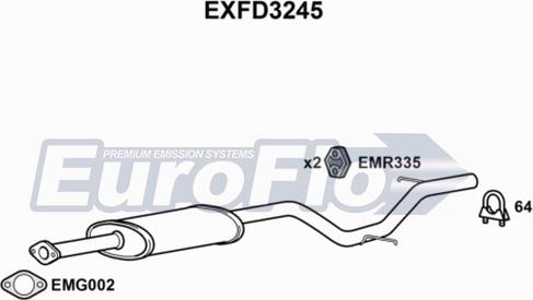 EuroFlo EXFD3245 - Середній глушник вихлопних газів autocars.com.ua