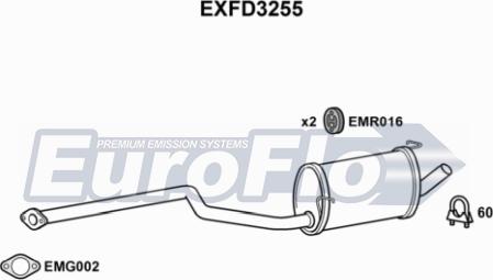 EuroFlo EXFD3255 - Середній глушник вихлопних газів autocars.com.ua