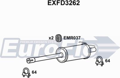 EuroFlo EXFD3262 - Середній глушник вихлопних газів autocars.com.ua