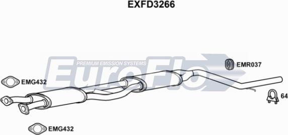 EuroFlo EXFD3266 - Середній глушник вихлопних газів autocars.com.ua