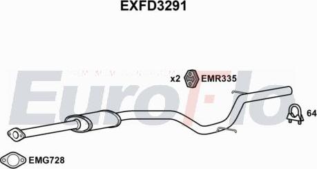 EuroFlo EXFD3291 - Середній глушник вихлопних газів autocars.com.ua