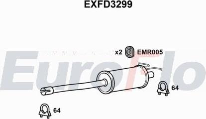 EuroFlo EXFD3299 - Вкладиш глушника, глушник вихлопних газів кінцевий autocars.com.ua