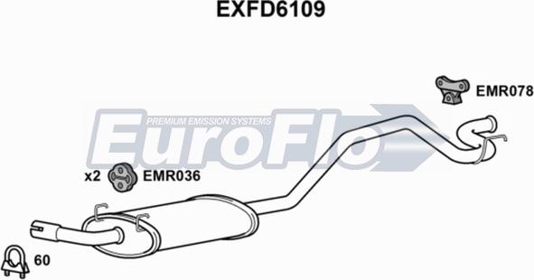 EuroFlo EXFD6109 - Глушник вихлопних газів кінцевий autocars.com.ua