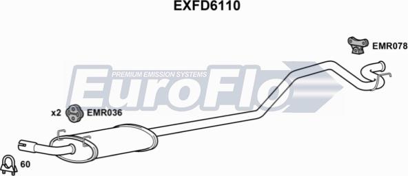 EuroFlo EXFD6110 - Глушник вихлопних газів кінцевий autocars.com.ua