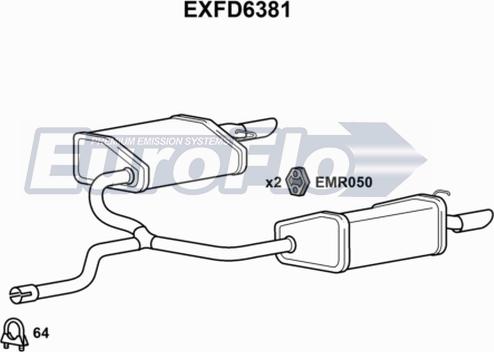 EuroFlo EXFD6381 - Глушник вихлопних газів кінцевий autocars.com.ua