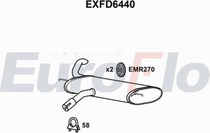 EuroFlo EXFD6440 - Вкладиш глушника, глушник вихлопних газів кінцевий autocars.com.ua