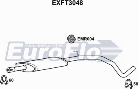 EuroFlo EXFT3048 - Середній глушник вихлопних газів autocars.com.ua