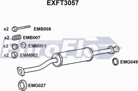 EuroFlo EXFT3057 - Середній глушник вихлопних газів autocars.com.ua