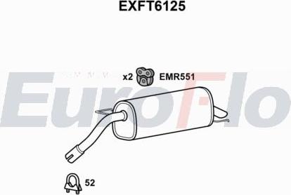 EuroFlo EXFT6125 - Вкладиш глушника, глушник вихлопних газів кінцевий autocars.com.ua