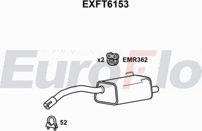 EuroFlo EXFT6153 - Вкладиш глушника, глушник вихлопних газів кінцевий autocars.com.ua