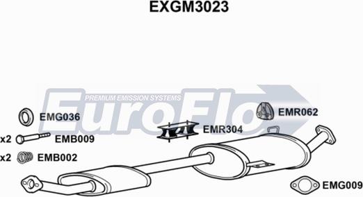 EuroFlo EXGM3023 - Середній глушник вихлопних газів autocars.com.ua