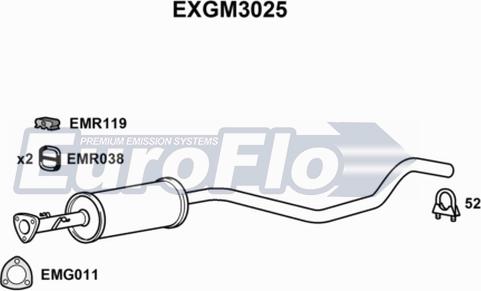 EuroFlo EXGM3025 - Середній глушник вихлопних газів autocars.com.ua