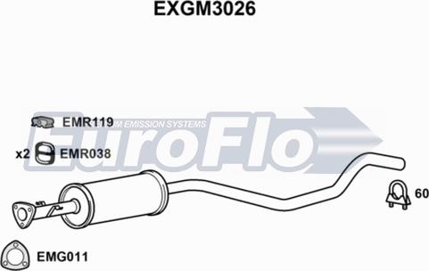 EuroFlo EXGM3026 - Середній глушник вихлопних газів autocars.com.ua