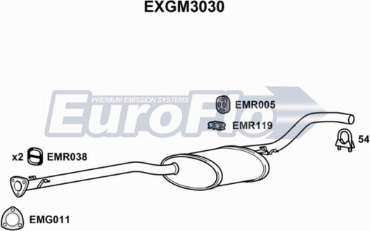 EuroFlo EXGM3030 - Середній глушник вихлопних газів autocars.com.ua