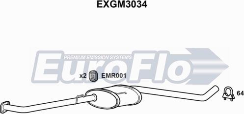 EuroFlo EXGM3034 - Середній глушник вихлопних газів autocars.com.ua
