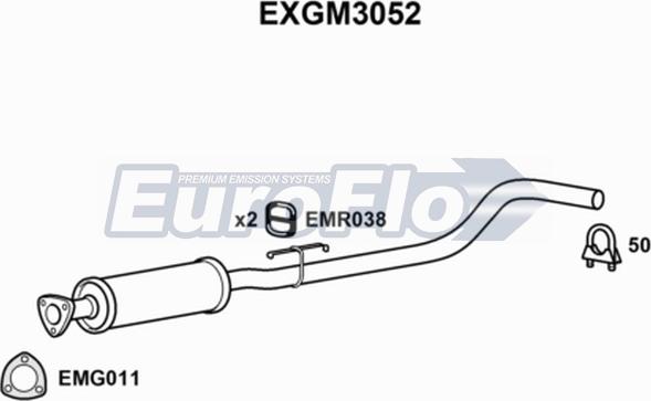 EuroFlo EXGM3052 - Середній глушник вихлопних газів autocars.com.ua